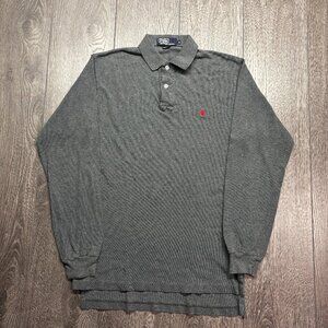 Polo Ralph Lauren Grey Polo Rugby Shirt Small Designer Prep Pony